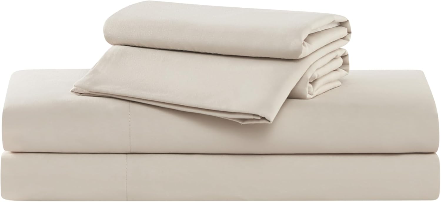 TRULY SOFT Green Solid Beige Full 4 Piece Sheet Set, Solid Color Themed, Oeko-TEX Certified Confidence