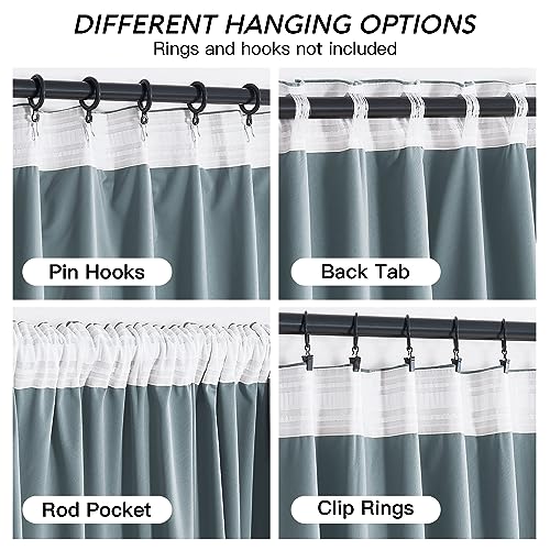 Image of RYB HOME Stone Blue Velvet Curtains 63 inches Length with Hook Belt | Soft Fabric, Room Darkening, Thermal Insulated, Luxurious Home Decor, Drapes for Living Room Bedroom, W42 x L63, 2 Panels