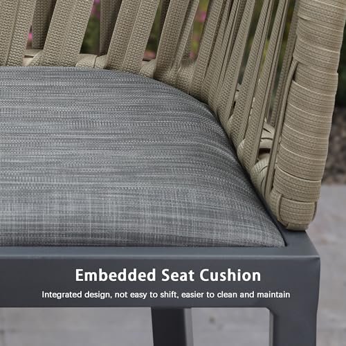Image of PURPLE LEAF Bar Stool Set of 2 Bar Height Stools with Back Modern Bar Chairs Wicker Woven Tall Barstools Dark Grey Bar Stool Chairs