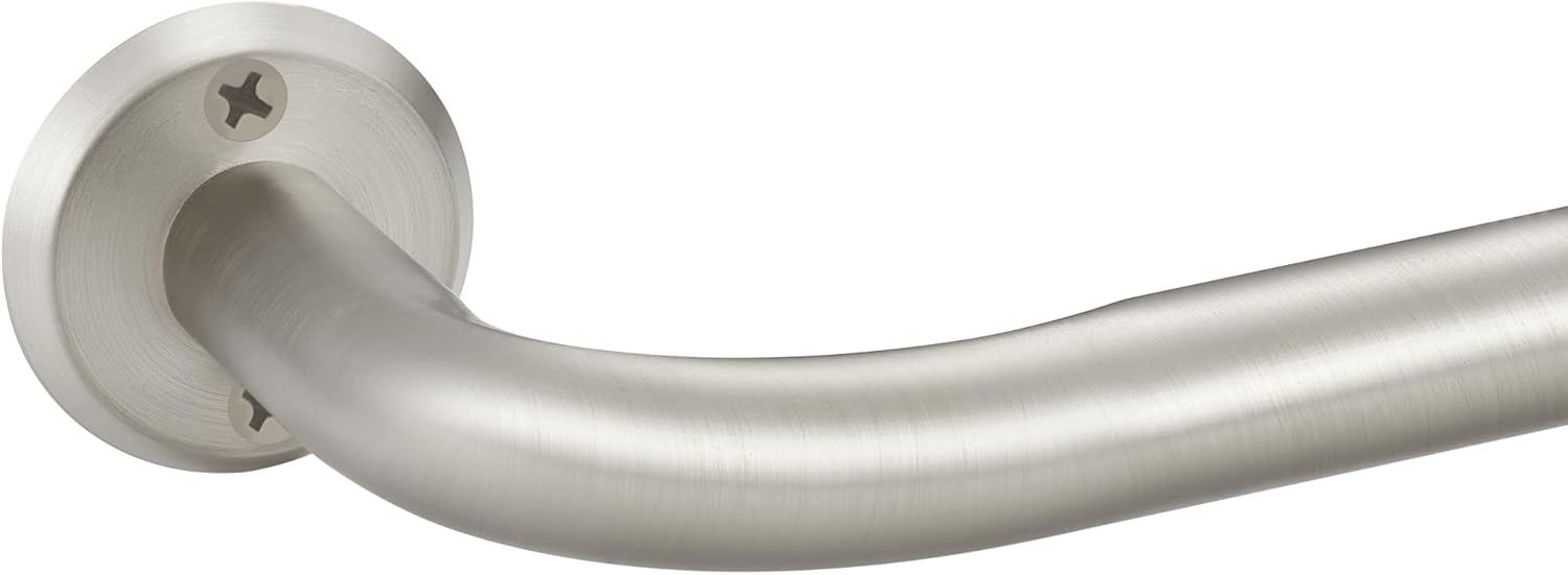 Curtain Rods for Windows, 28 to 148 Inches Wrap Around Heavy Duty Drapery Rod, 1" Wall Mounted Ceiling Mounted Curved Blackout Room Darkening Curtains Rod for Bedroom Kitchen Window, Brushed Nickel