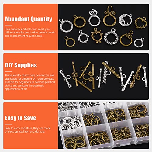 Fermoirs à bascule Tanstic de 12 styles avec anneaux de jonction pour création de bijoux, 260 pcs
