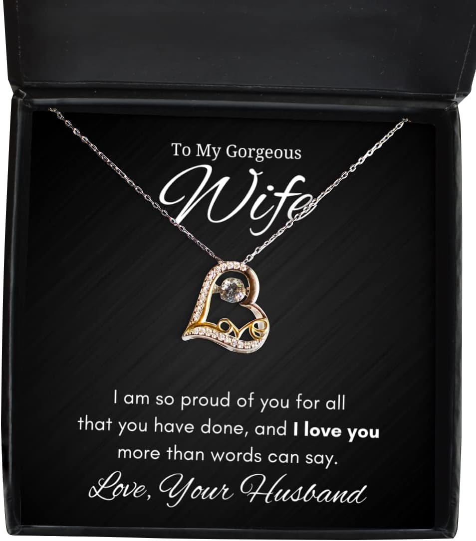 to My Gorgeous Wife Love Dancing Necklace, I Am So Proud of You for All That You Have Done, Best Birthday Gifts, Engagement Gifts, Wedding Gifts, Valentines Day Gifts from Your Husband