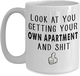 Getting Your Own Apartment Coffee Mug - New Apartment Gift for Women and Men Renting Housewarming Mug for First Time Flat Renters, House Warming Tea Cup Funny Gift For Mother, Xmas, Noel, Christmas,