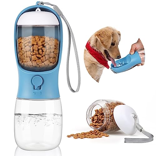 Kytely 2 In1 Dog Water Bottle Dishwasher Safe, Portable Pet Water Bottle With Food Container, Leak Proof Dog Travel Water Bottles Dispenser For Trips, Outdoor Walking, Hiking, Travel (10Oz Blue) #TOP20