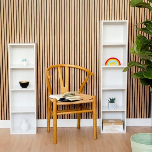 Miniatura 8 de Lolahome - Estantería Cubo 5 Estantes De Tablero Laminado Blanca, Librería Con Compartimentos Abiertos, Mueble Almacenaje De 30x132, Para Estudio, Dormitorio, Salón, Oficina Y Biblioteca