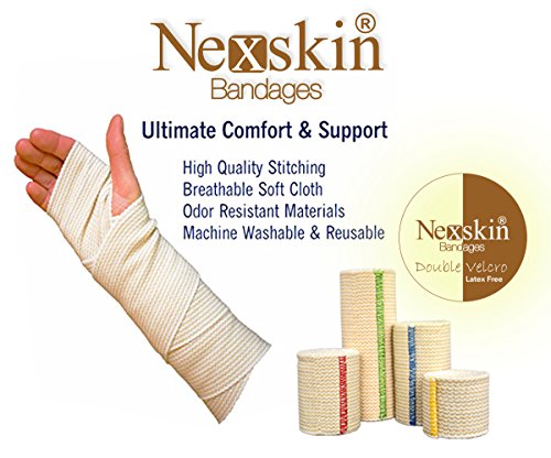 NexSkin Elastic Compression Wrap (2” 3" 4" 6" Variety Pack) with Hook and Loop Fasteners at Both Ends | Stretch Cotton Athletic Bandage Roll | Support & First Aid for Sports, Medical, Injury Recovery - Thumbnail 3