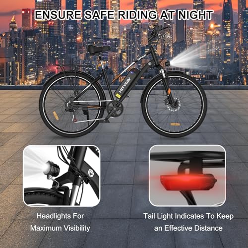 HITWAY Electric Bike for Adults 28\" E Bike with 500W Motor 36V 15AH Removable Battery Electric Bicycles Range 35-75 Mile with 7 Gears, UL2849 Certified