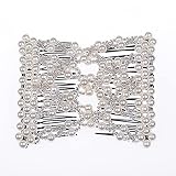 FXQHAN Easy Stretch Beaded Hair Combs Double Magic Slide Metal Comb Clip Hairpins for Women Hair Sty