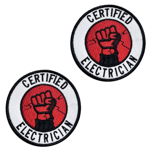 2 Stück Certified Electrician Zertifizierter Elektriker Stickerei Abzeichen Patch Lustiger Flagge Taktische Aufnäher Nylon Militär Applikation für Kleidung Hut Jacke Taschen Rucksäcke Weste Jeans