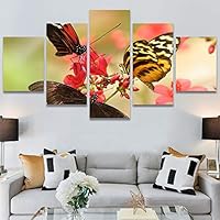 SIGNWIN 5 Panel Canvas Wall Art Modern Art Ants Butterfly Colorful Insects Minimalist Multicolor Photography for Home Decorations Ready to Hang - 60