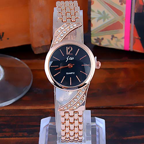 WZFCSAE Reloj para Mujer Reloj Coreano Pequeo para Mujer Reloj Delgado para Estudiantes Pulsera De Lujo para Mujer Reloj De Oro Rosa Cara Negra