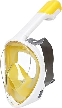 Snorkeling Mask with Dry-Top Valve, Anti-Fog Clear Vision, Glossy Mirror Finish, Yellow, for Adults, Comfortable & Leak-Proof