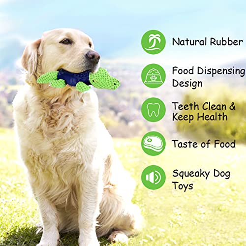 Treat Dispensing Dog Toys, Squeaky Dog Toys For Aggressive Chewers,Interactive Durable Plush Dog Toys, Natural Rubber Dog Chew Toys For Puppy Small Medium Dogs Teething Clean（Crocodile） #TOP2