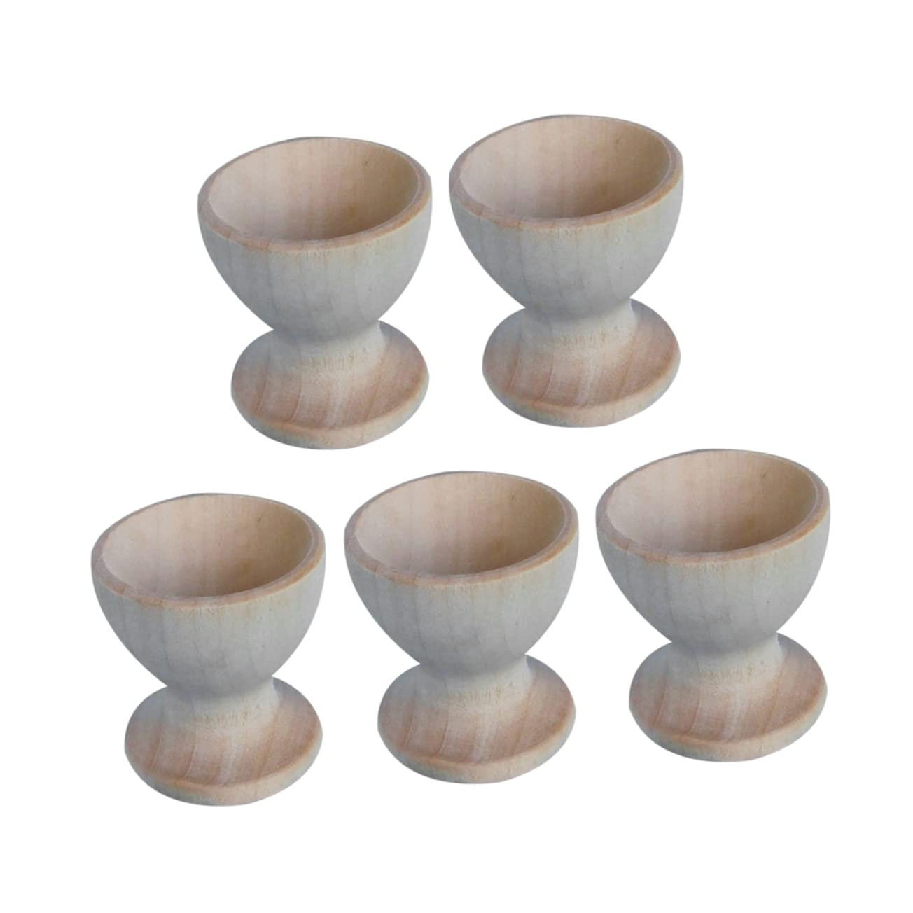Gatuida 5pcs Wooden Egg Holders Mini Cup Shape Egg Stands for Educational for Creative Drawing and Smooth Surface Safe for Hands