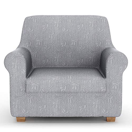 PETTI Artigiani Italiani Elástica, Protector, Tejido Jacquard, 100% Made in Italy, Tela, Gris, Funda Sillon (85 a 110 cm)