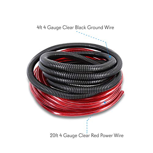 Legacy Car Audio Wiring Kit - 1600 Watt Amplifier Hookup For Battery Head Unit W/ 20Ft 4 Gauge Power Wire & Stereo Speaker Installation Sound System, Marine Grade Cable Wired, Gold Plated Fuse - Lamp4 #TOP2