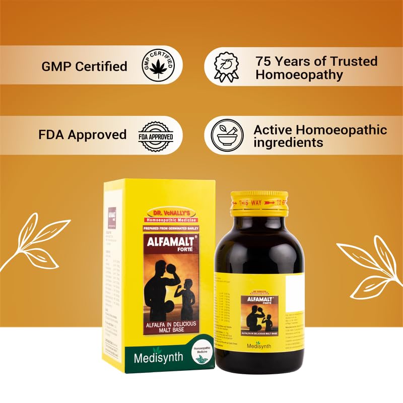 MEDISYNTH Alfamalt Forte 450g (Pack of 1) | Homeopathic Malt-Based Health Tonic for Energy, Immunity & Appetite | Syrup for Daily Wellness & Nutrition | Batch No. 818 | Expiry - Dec 2030 2