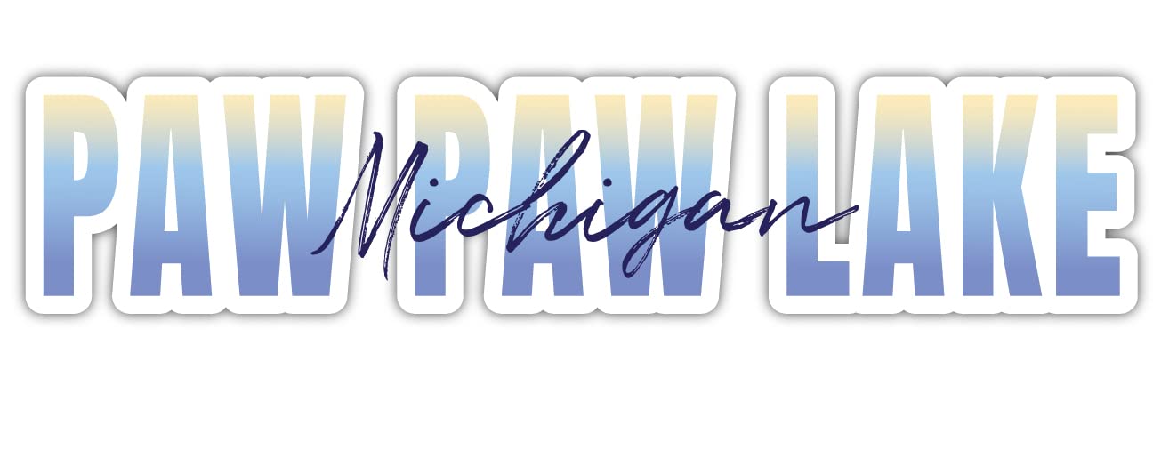 Paw Paw Lake Michigan Souvenir 2-Inch Vinyl Decal Sticker Script Design 2 Inch|Sticker