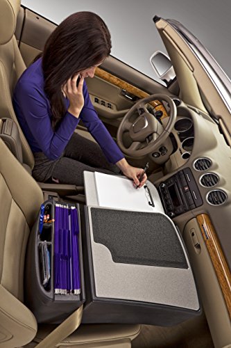 Image of AutoExec GripMaster Car Desk for Your Vehicle Workstation and Mobile Office, Grey with 400 watt Power Inverter | Vehicle Workstation, Mobile Office, 400 Watt Power Inverter