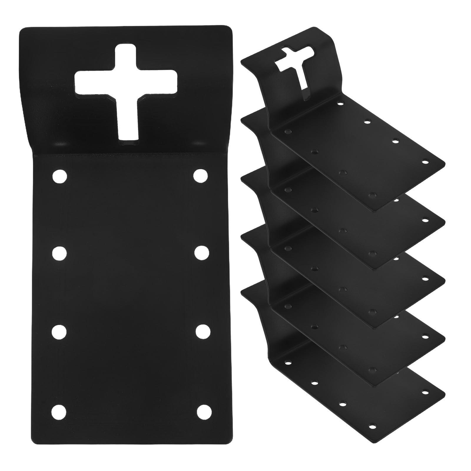 6 Piezas Soporte de Montaje de Poste en T Negro de Aluminio