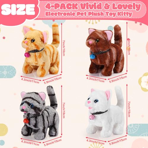 Halloscume HALLOSCUME-YUU0950 4 Pcs Interactive Electronic Plush Cat Toy 7 Inch Interactive Stuffed Animals Walking Barking And Wagging Tail Toys thumb #1