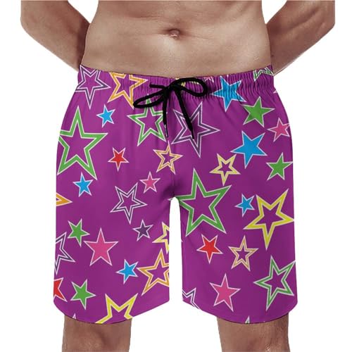 Maillot de bain séchage rapide pour homme à motif étoiles colorées