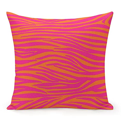 Retro 70er Jahre Rosa und Orange Zebrastreifen Wurfkissenbezüge, 45.7x45.7 cm, gemütlich, ästhetisch, Wurfkissenbezug, Heimdekoration, Wohnzimmer-Kissenbezug, College, trendig, Couch, Sofa