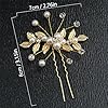 XFSRG 4 Pièces Accessoires Cheveux Mariage Perle Bijoux Accessoires de Cheveux en Cristal Peigne Mariage Ornés de Feuilles Mariée Broche Pince Chignon pour Femme Fille Soirée (Or) #3