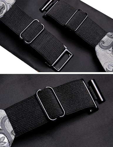 Image of Barry.Wang Men Silk Paisley Cummerbund and Pre-tied Bowtie Handkerchief Cufflink Set for Tuxedo