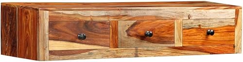 Miniatura 7 de Tidyard Mesa consola de pared con 3 cajones de almacenamiento armario lateral de madera Sheesham montado en la pared para entrada pasillo sala de