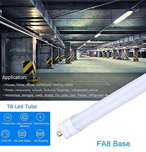 T8 T10 T12 8FT LED Tube Light Bulbs, 65W 7800LM, 6000K, Single Pin Fa8 LED Replacement for Fluorescent Tube, Frosted, Ballast Bypass, Warehouse Workshop Garage Lights (25Pack),Ship from USA