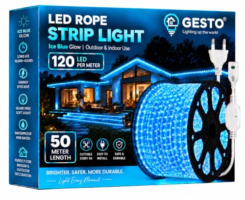 Gesto Store Gesto 50m Ice Blue LED Rope Strip Light - Image 2