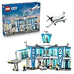 LEGO City Airport with Airplane Toy - Miniature Model Kit w/Terminal, Plane, Tug Car, Bridge, 9 Minifigures & Accessories - Birthday Gift Idea for 8+ Year Old Boys - 60502