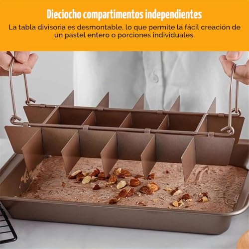 Miniatura 4 de Goedch Brownie - Molde Para Hornear 31,5 X 20 X 4 Cm, Antiadherente, Con Divisores, Para Brownie, Con 18 Separadores Para Hornear Galletas De Pasteles
