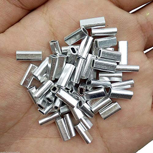 Agool Aluminum Single Barrel Crimp Sleeves Kit -500Pcs Aluminum Crimping Loop Sleeve Assortment Kit For Wire Rope And Cable Fishing Line Tube Connectors For Leader Rigging Oval/Round #TOP4