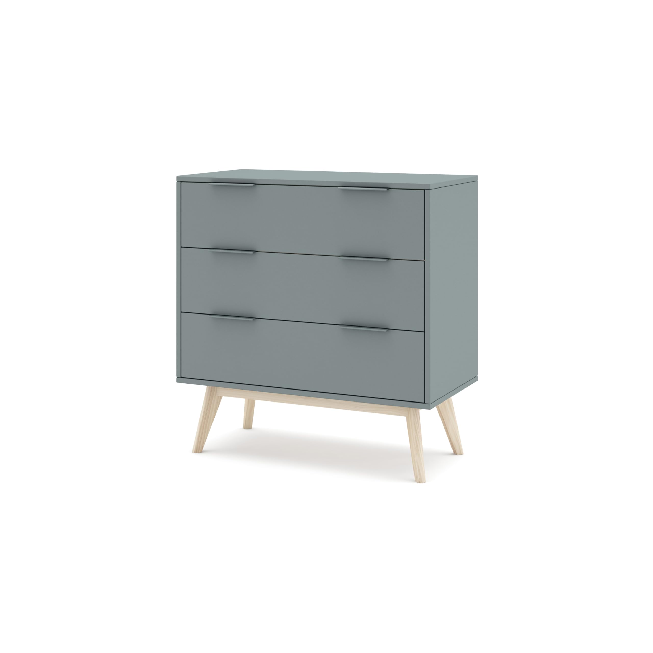 duehome | Sinfonier 3 Cajones, Dormitorio, Modelo Numa, Acabado en Verde Salvia y Oak Soft, Medidas: 80 cm (Largo) x 83 cm (Alto) x 40 cm (Fondo)