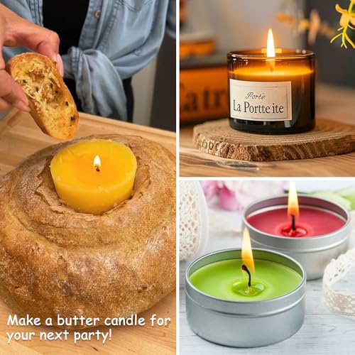 Nuozme 50 Pcs 6\" Natural Candle Wicks,Pre-Waxed by 100% Beeswax & Tabbed with 60Pcs Candle Wick Stickers and 5 Pcs Wooden Candle Wick Centering Device, for Candle Making，Candle DIY - Thumbnail 6