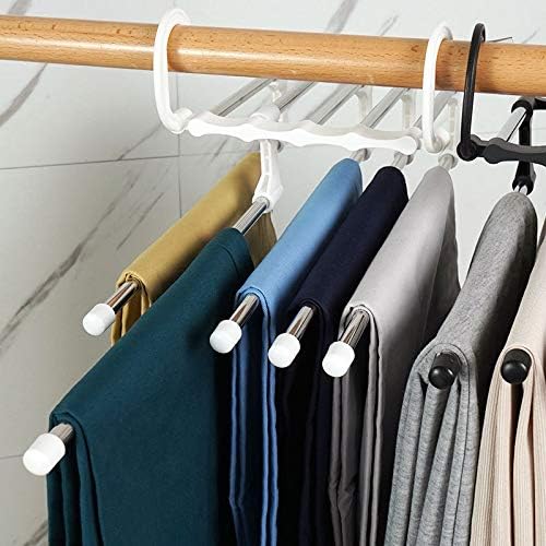 Miniatura 6 de 5 en 1 Multifunción Pant Rack Hnager Armario de acero inoxidable Ajustable Magic Pantalones Perchas Toallas Estantes Organizador de armario (blanco)