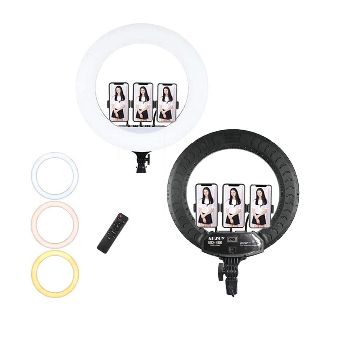 giftmax® 18 inch led ring light bd 460 | 2 color modes & dimmable brightness | remote control | for youtube, makeup, vlogging, video shoot, live streaming | compatible with iphone & android
