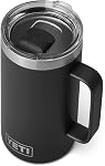 YETI Rambler 24 oz Mug, isolant sous vide, en acier inoxydable avec MagSlider Couvercle noir