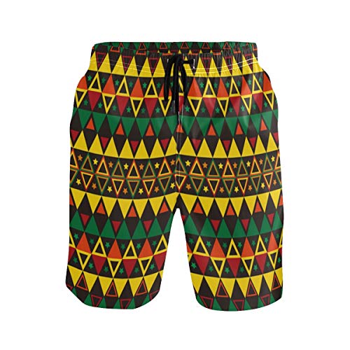 Yaxinduobao Traje de baño para hombre, ligero, de secado rápido, con cordón, Rasta Reggae Pattern Beach, XL