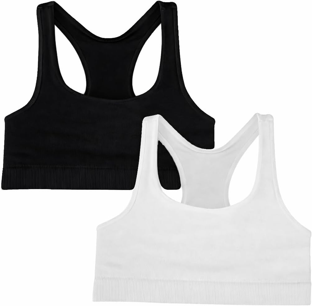 Malibu Sugar Girls Sports Bra – Soft Stretch Racerback Sport Crop Top Lightweight Activewear Dance Gym Workout for Girls 7-14