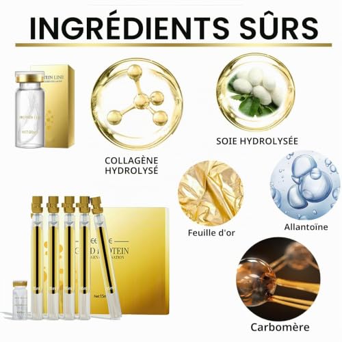 Pemarlis Instalift Kit de levage de fils protéinés,Sérum pour le visage doré,fil de protéine soluble et combinaison d'essence nano or,pour lifting du visage réduit les rides – vue 4