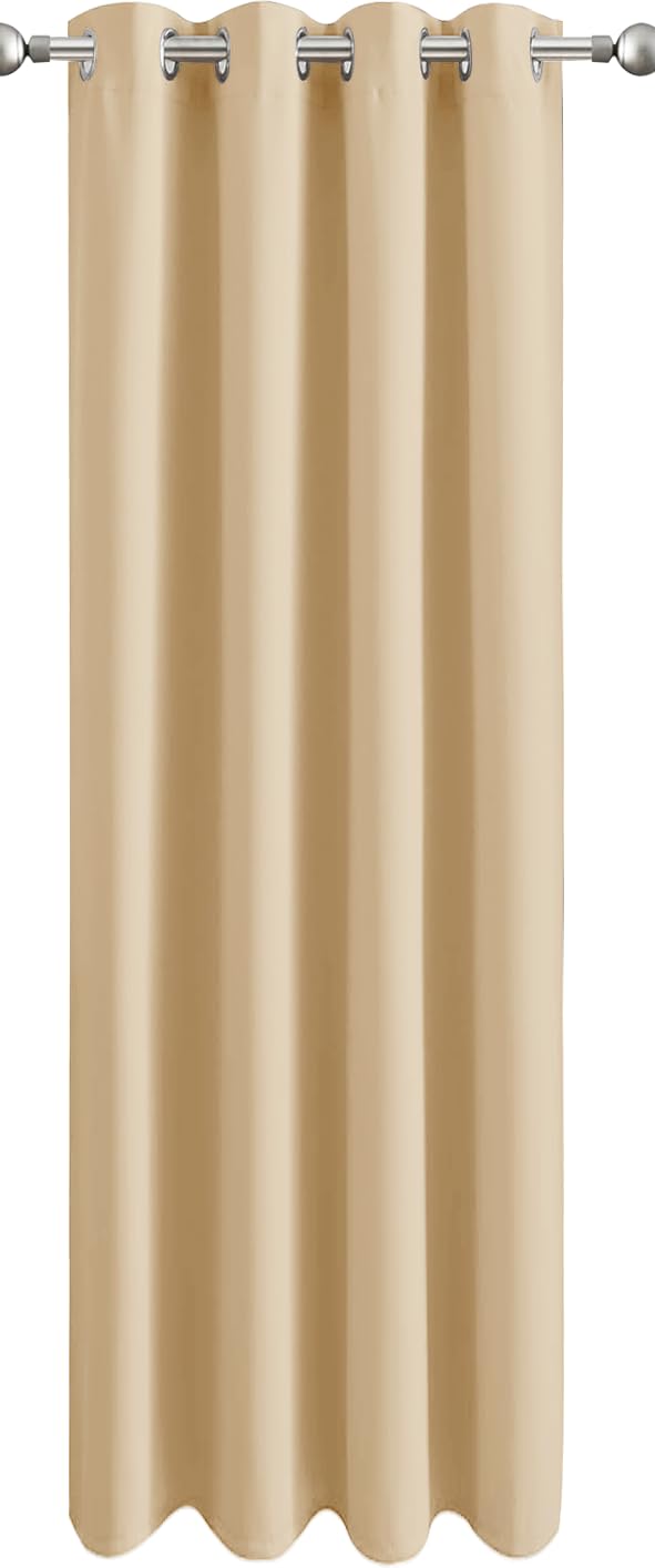Aspire Homeware Blackout Curtains for Living Room 66x84 inch drop Cream Curtain Energy Saving Privacy Door Curtains Super Soft Eyelet Curtain Bedroom Single Panel with Tieback
