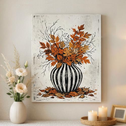 Lienzo decorativo de ramas naranjas de 40x50 cm para embellecer estancias