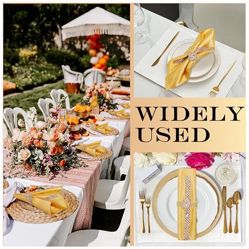Servilletas de tela y servilleteros dorados de lujo para un regalo inolvidable de bodas 6