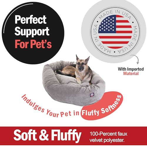 Image of Majestic Pet 52 Inch Orthopedic Machine Washable Dog Bed for Large Sized Dogs, Waterproof Durable Donut Cushion with Spine Support, Calming Pet Bed Furniture Grade Crate Pad Mat