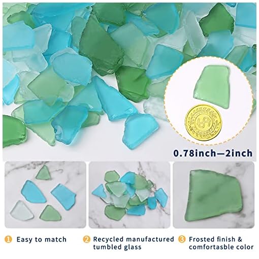 Sea Glass for Crafts - 16oz Versatile Decorative Frosted Seaglass Pieces - Vase Filler, DIY Art Craft Supplies - Beach Weddings, Home Decor, Aquariums Decor (Green/Aquamarine/White) - Image 4