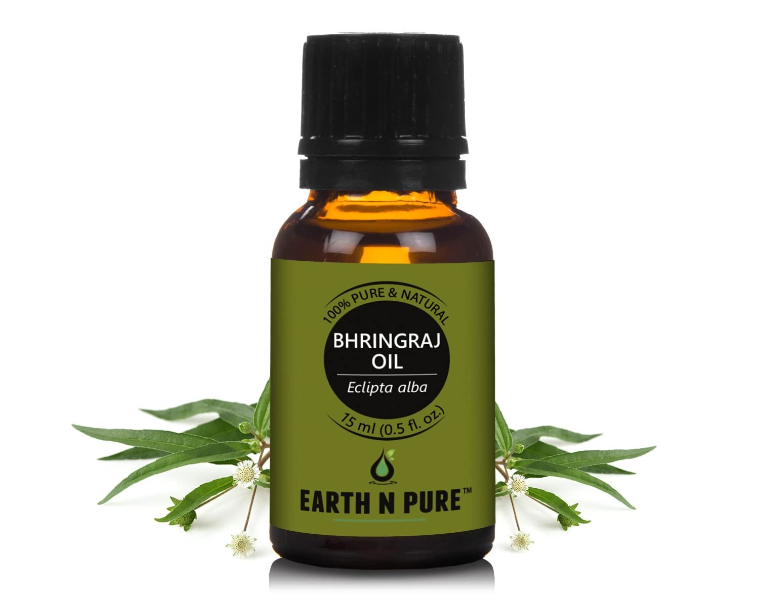 EARTH N PUREBhringraj Oil (Mahabhringraj Oil) | 15 ML | 100% Undiluted, Natural & Therapeutic Grade - Helps In Aromatherapy To Skin & Hair Care