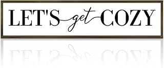 Let's Get Cozy Sign, Framed Wood Sign for Housewarming Gift, Farmhouse Country Wall Signs, Home Wall Decor Wood Framed, Wooden Box Sign Desk Décor, Tiered Tray Decor, Cozy Wall Art